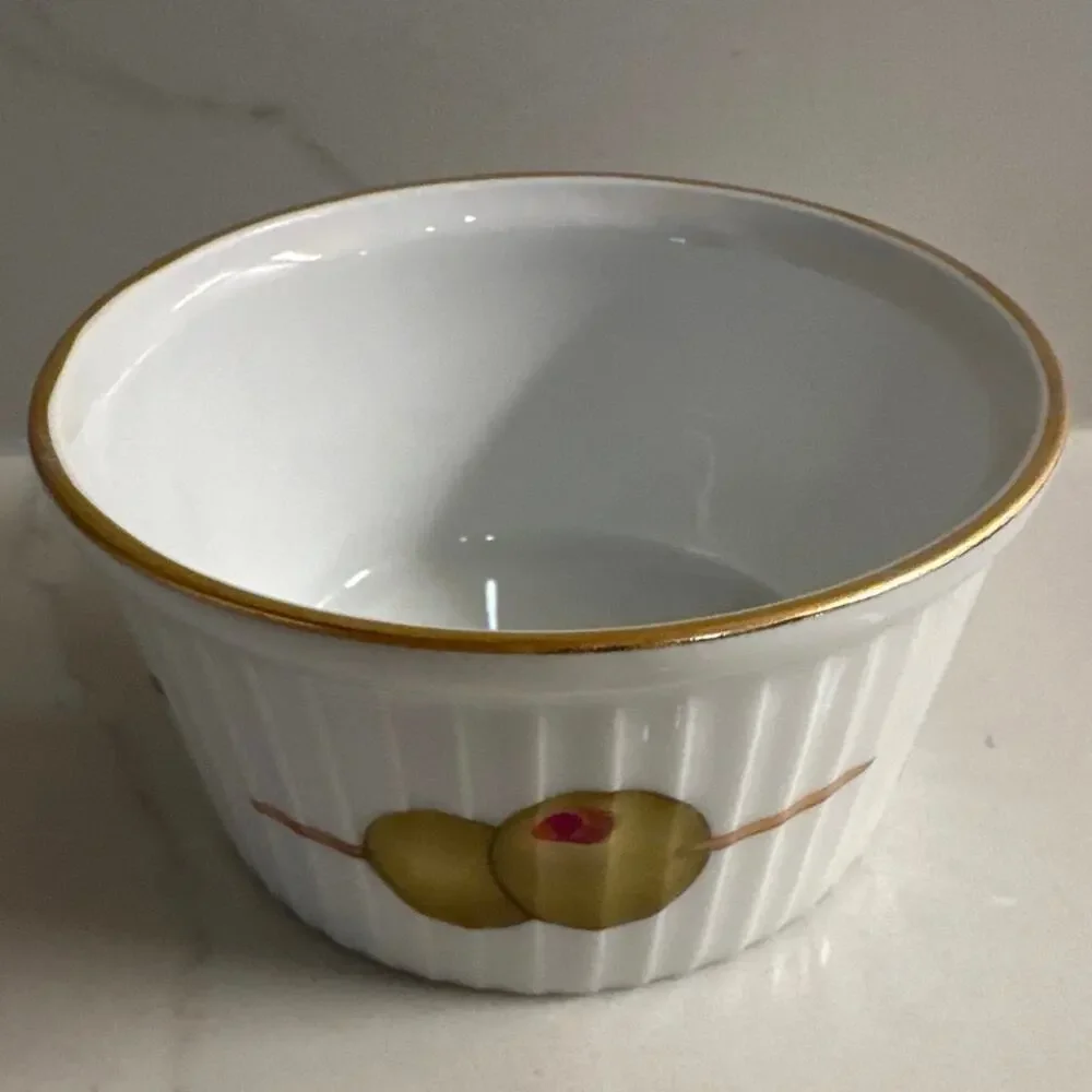 Set of 4 Royal Worcester England EVESHAM Gold Porcelain Ramekins- Fruits 3 1/4